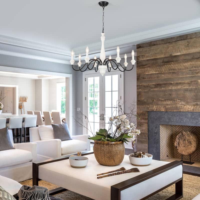 8-Light Farmhouse Candle Style Chandelier for Dining Room Living Room Bedroom Kitchen - W31.49"x H20.66"