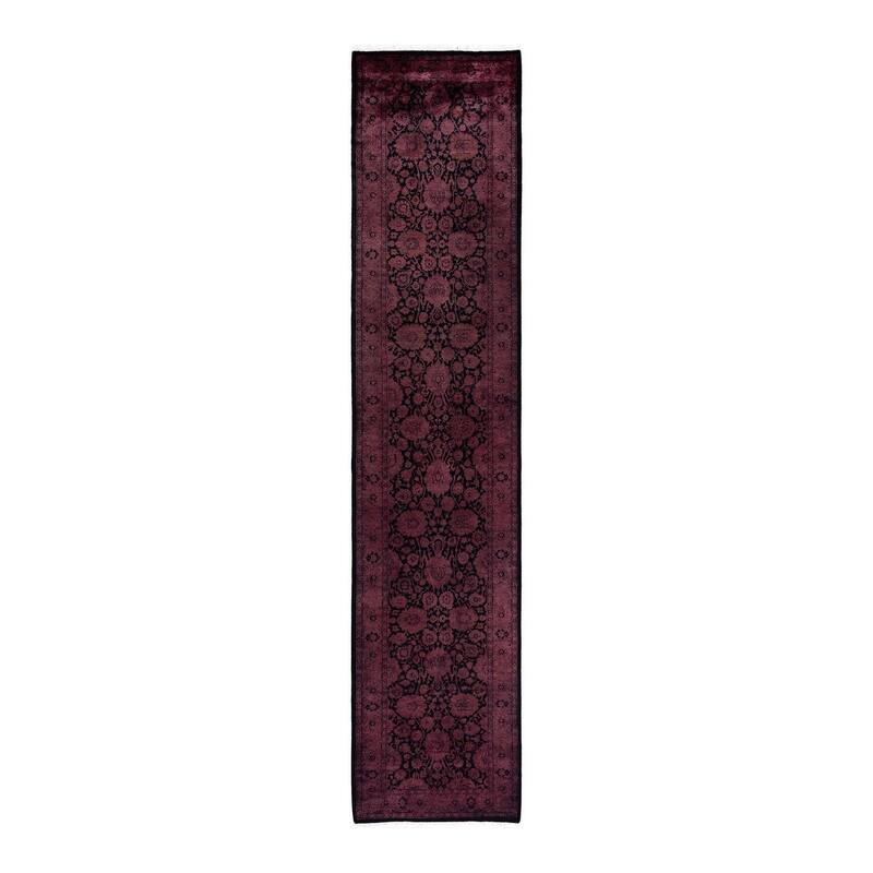 Overton Hand Knotted Wool Vintage Inspired Modern Contemporary Overdyed Pink Runner Rug - 2' 7" x 12' 4"