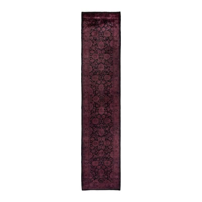 Overton Hand Knotted Wool Vintage Inspired Modern Contemporary Overdyed Pink Runner Rug - 2' 7" x 12' 4"