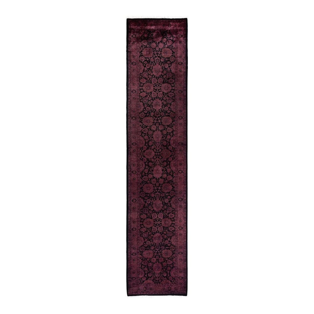 Overton Hand Knotted Wool Vintage Inspired Modern Contemporary Overdyed Pink Runner Rug - 2' 7" x 12' 4"