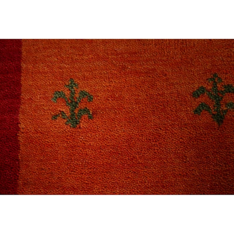 Red Gabbeh Oriental Area Rug Hand-Knotted Wool Carpet - 5'9"x 7'11"
