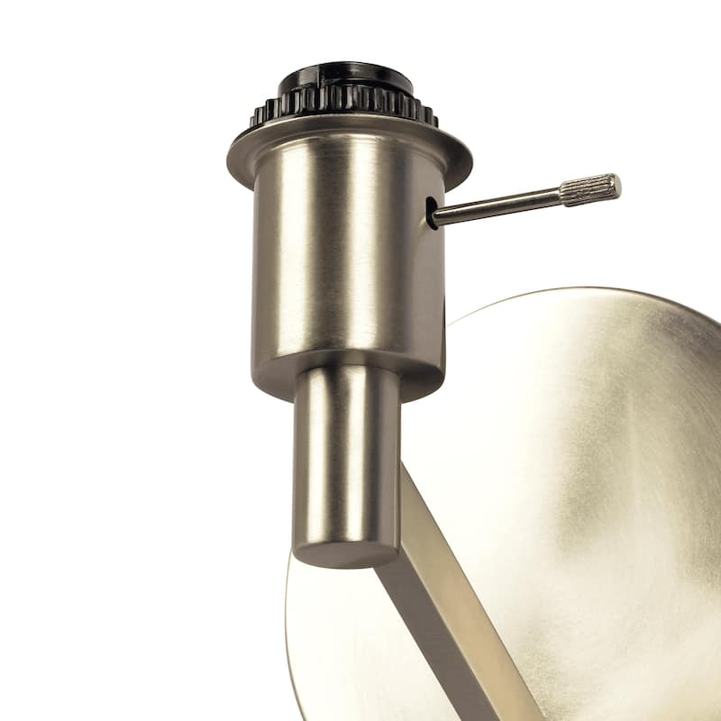 Brushed Nickel Base Wall Lamp with Rotary Switch White Fabric Shade