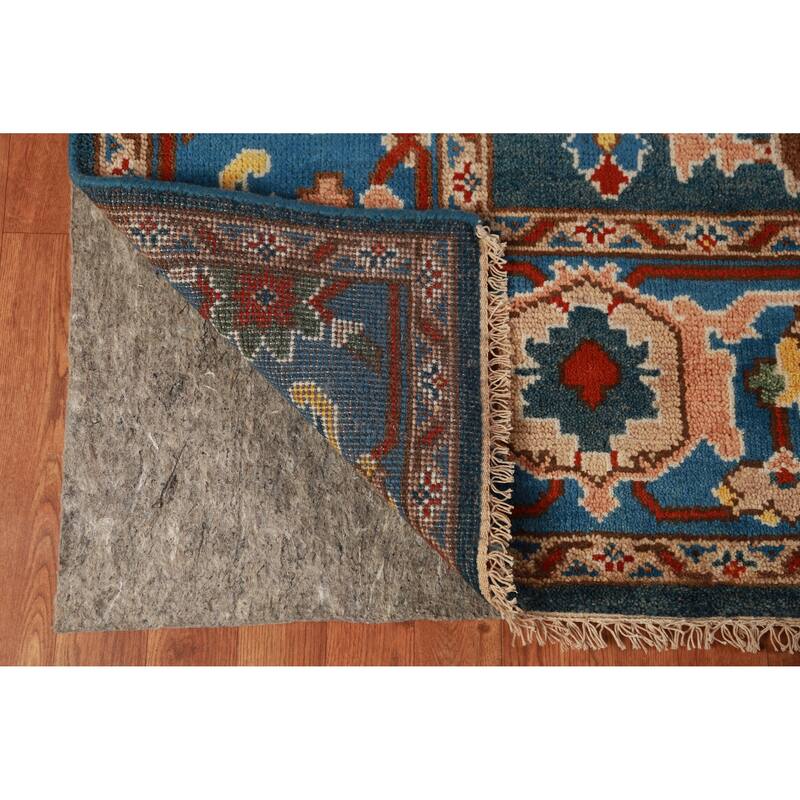 All-Over Blue Oushak Oriental Area Rug Handmade Wool Carpet - 8'11" x 11'9"