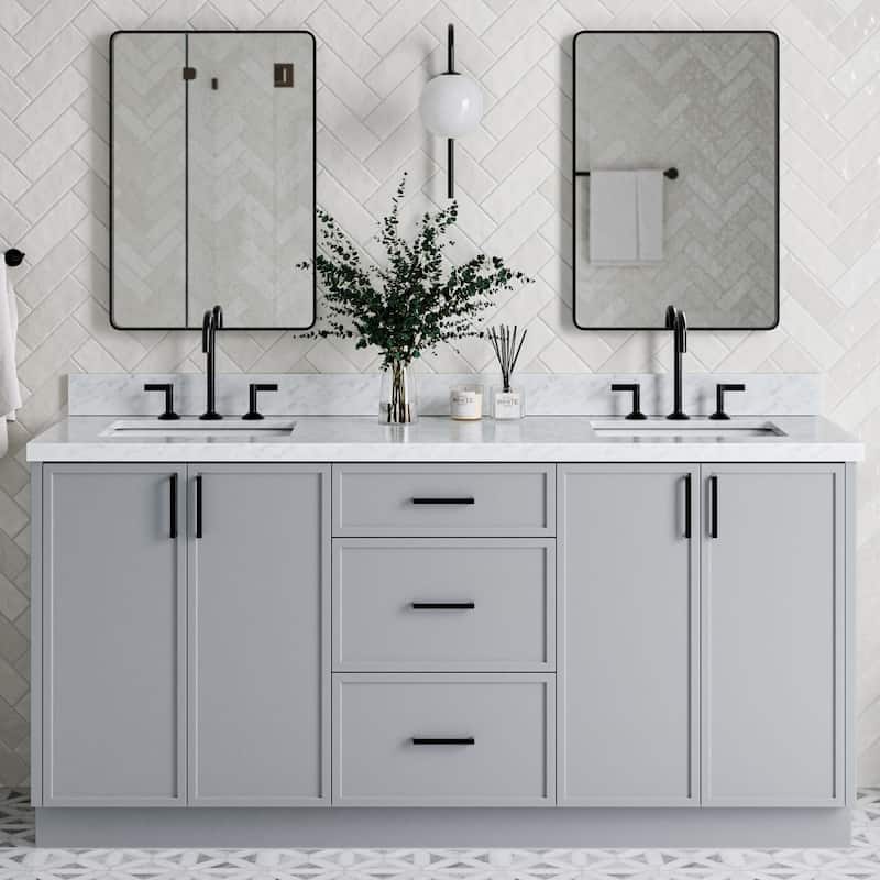 Ariel K73DCWRVO Kelly 73" Free Standing Double Basin Vanity Set with