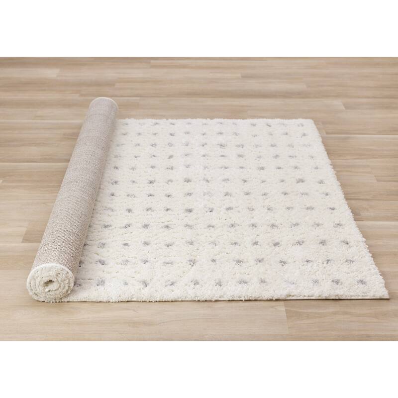 Taylor Collection - Cream Grey Soft Dots Indoor Shag Area Rug