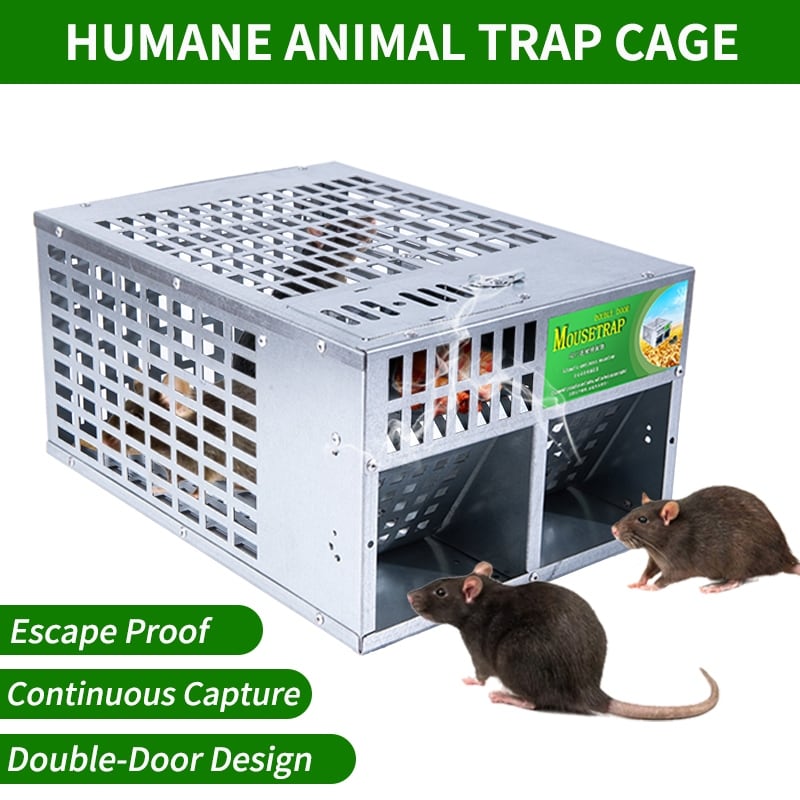 Live Animal Humane Trap 2-Door Mouse Cage Trap For Chipmunk Rats Squirrels Voles 