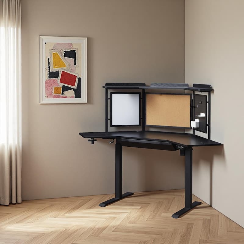 KOWO K314 Corner Electric Standing Desk L Shaped Height Adjustable Workstation for Home Office, Sit Stand Computer Desk