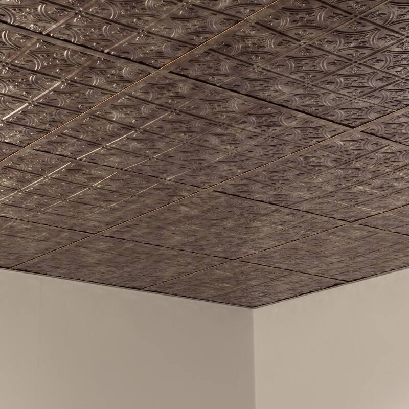 FASÄDE Traditional Style 1 Decorative Vinyl 2ft x 2ft Lay in Ceiling Panel in Bermuda Bronze (5 Pack)