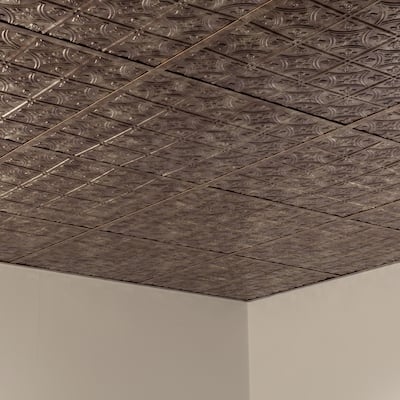 FASÄDE Traditional Style 1 Decorative Vinyl 2ft x 2ft Lay in Ceiling Panel in Bermuda Bronze (5 Pack)