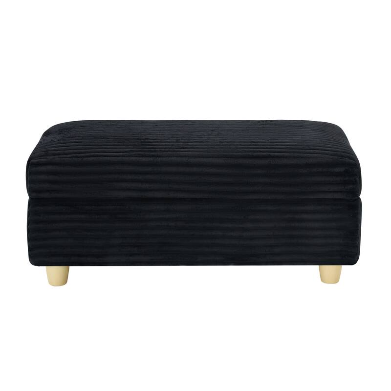 Black Corduroy Single Sofa with Storage and Pillows, 57x41x31 inches