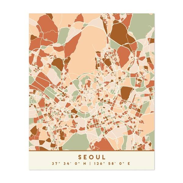 Seoul South Korea Maps City Cityscape Coordinates Art Print/Poster
