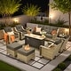 preview thumbnail 1 of 71, OVIOS 10-piece Patio Wicker Swivel Rocking Chair Set With Fire Pit Black