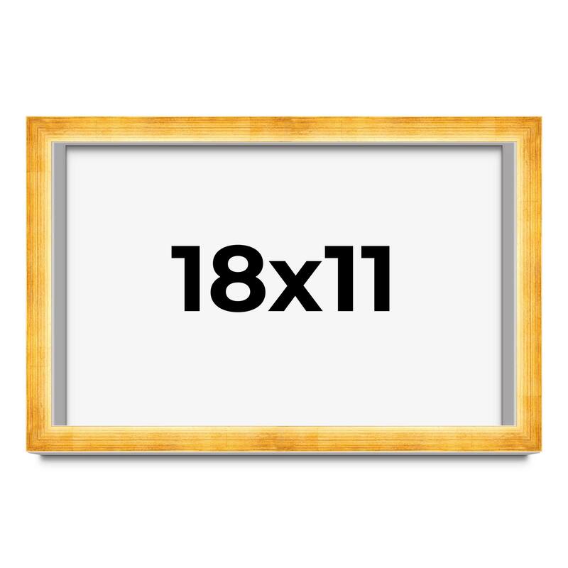 18x11 Shadow Box Frame Gold | 1.625 Inches Deep Real Wood Traditional