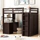 preview thumbnail 40 of 53, Muti-Functional Twin Size Loft Bed with Desk and Wardrobe, Solid Guardrails and Ladder