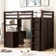preview thumbnail 48 of 52, Twin/Full Size High Loft Bed with Built-in Desk and Wardrobe, Wooden Loftbed Bedframe with 3 Drawers, for Kids, Teens, Adults