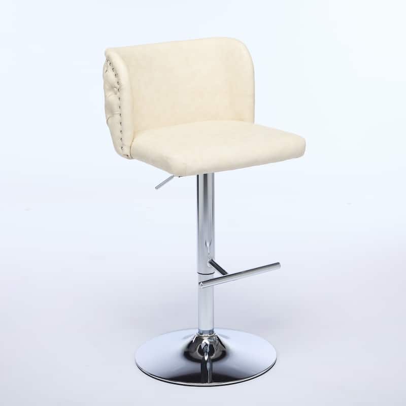 Velvet Upholstered Bar Stools Set of 2, Swivel Bar Stools with Adjusatble Height, Kitchen Island Chairs with Tufted Back