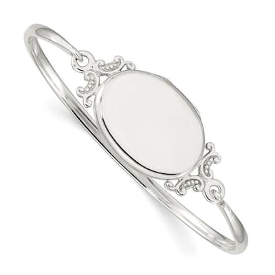Curata 925 Sterling Silver 7" 19.6mm Sideways Locket Hook Bangle Bracelet