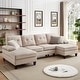 preview thumbnail 3 of 43, Jarenie U-Shaped 4 Seat Sectional Sofa Couch with Double Chaise for Living Room Cream