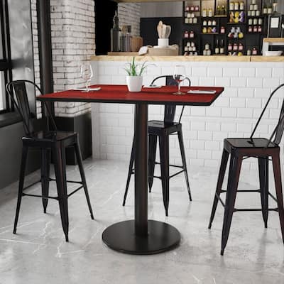 42'' Square Laminate Table Top with 24'' Round Bar Height Table Base