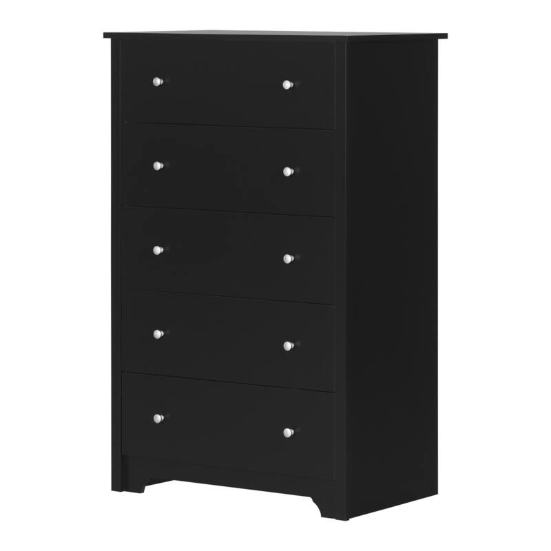 5-Drawer Soft Gray Chest with Vertical Space Saving Build, Metal Handles, and Smooth Glide Storage Drawers