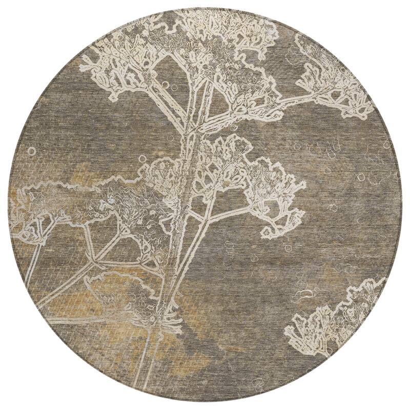 Machine Washable Indoor/ Outdoor Modern Floral Chantille Rug