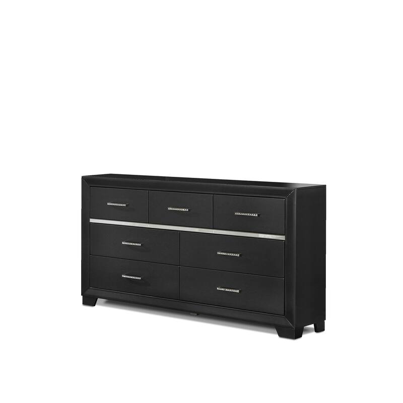 Pandora Modern 7-Drawer Horizontal Dresser with Crystal Inlay Hardware