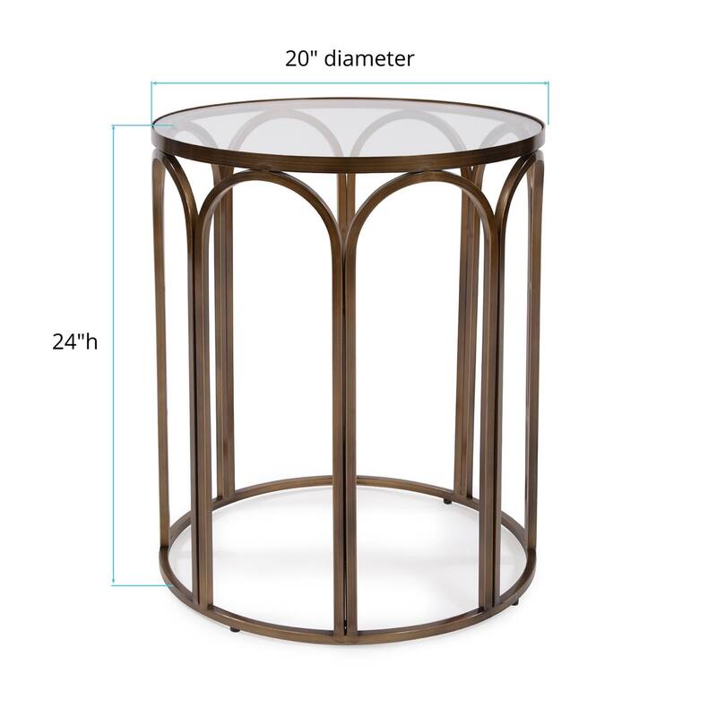 Allan Andrews Round Brass Metal Side and Accent Table - 24"H x 20"D x 20"W
