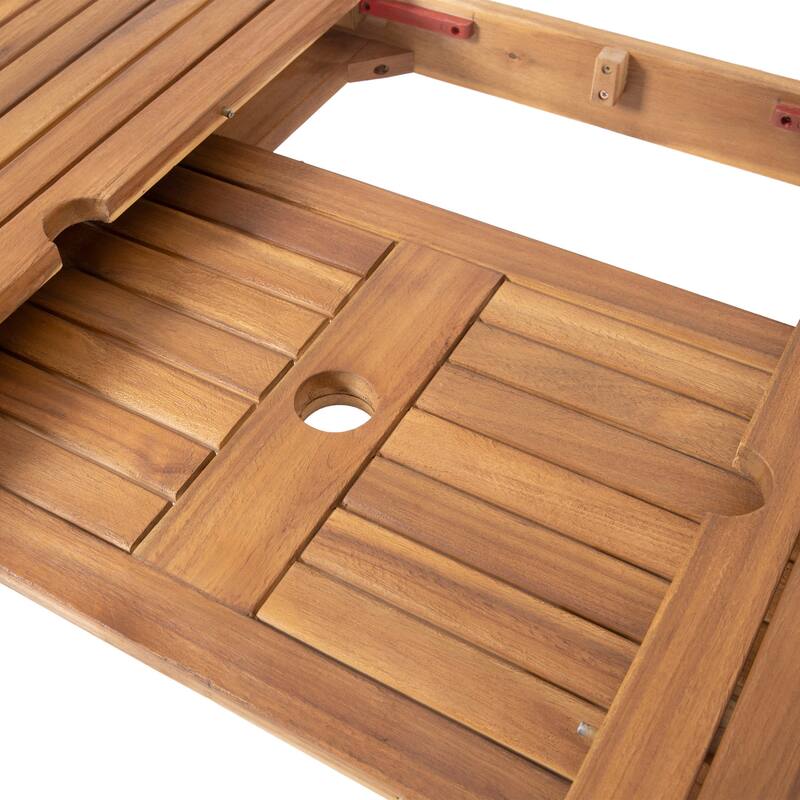 Outdoor Expandable Acacia Wood Dining Table