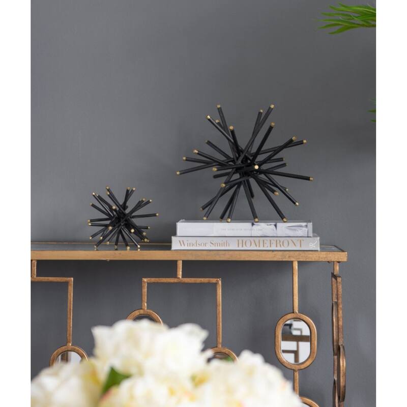 Abstract Rod Statuaries with Gold Tip - 11.5" - Black - Set of 3