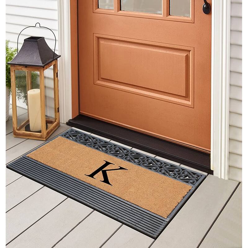 A1HC First Impression Rubber and Coir Rosewood 24" X 36", Heavy Duty Outdoor Monogrammed Doormat