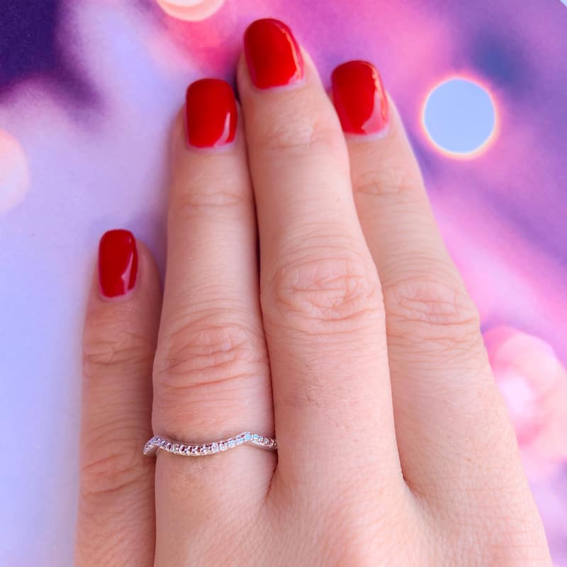 Miadora Sterling Silver Diamond Accent Contour Wedding Band