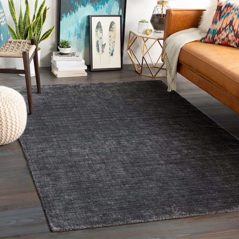 Belmont Handmade Heathered Wool Blend Area Rug - Charcoal - 4' x 6'