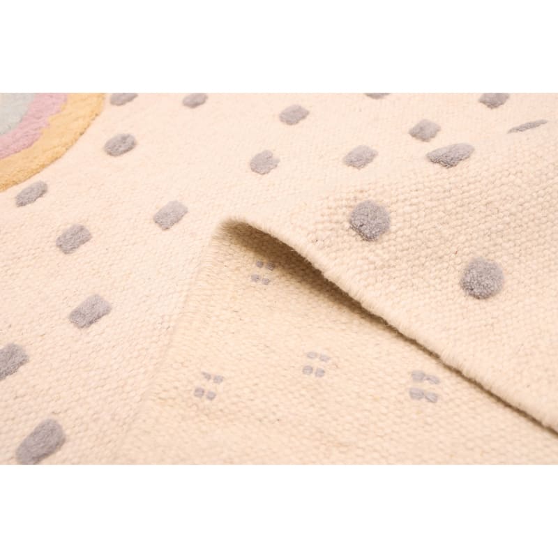 ECARPETGALLERY Flat-Weave Nevada Cream Wool Kilim - 4'0 x 5'9