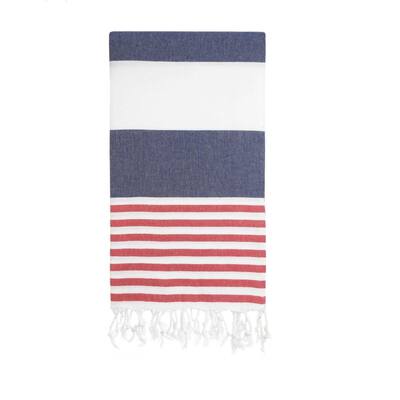 Red White Blue Beach Towel - Striped Authentic 100% Turkish Cotton Beach & Bath Towels - Citizens of the Beach Collection