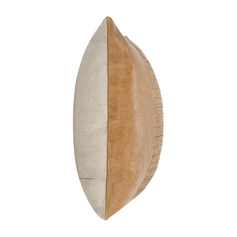 Villa by Classic Home Toscano Chestnut Brown Genuine Leather Throw Pillow