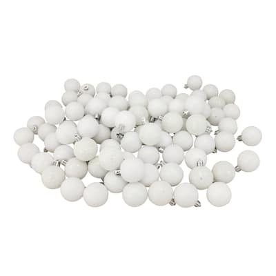 96ct Winter White Shatterproof 4-Finish Christmas Ball Ornaments 1.5"