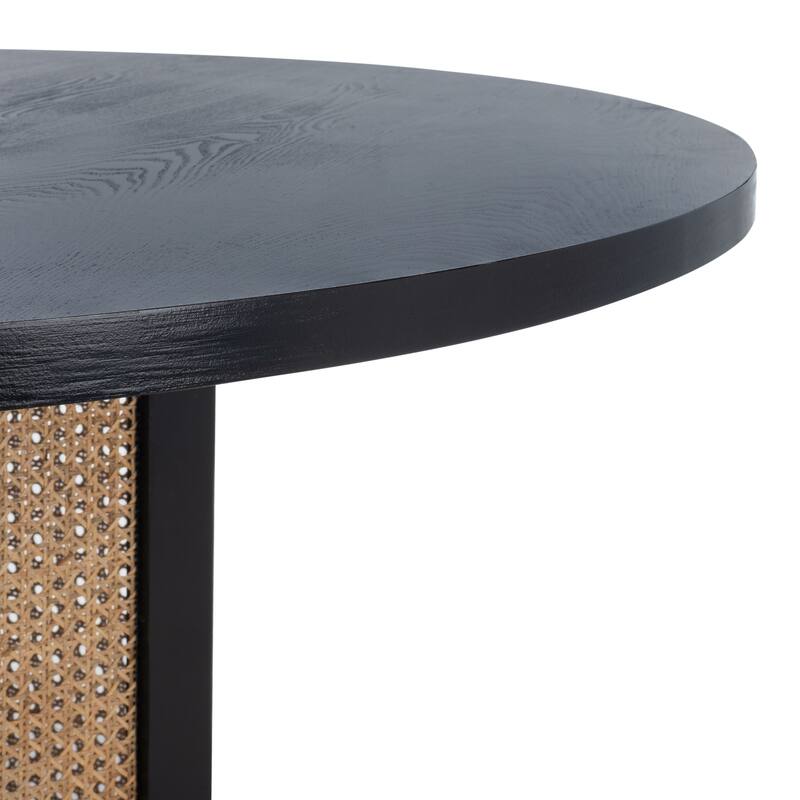 SAFAVIEH Mozell Cane Dining Table - 47.3" W x 47.3" L x 28.8" H - 47Wx47Dx29H - Black/Light Natural