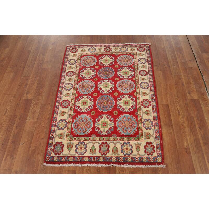 Red Kazak Oriental Accent Rug Handmade Wool Carpet - 2'8"x 3'9"