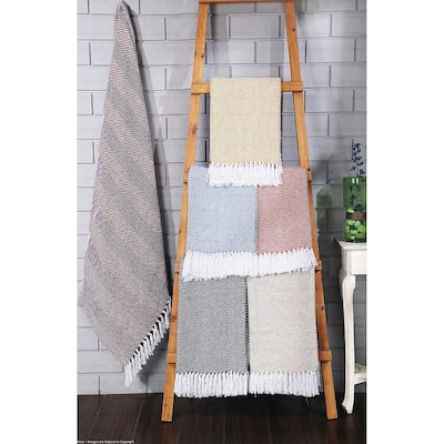 Cozy Cotton Elegance: Handmade 50''x60'' Throw Blankets (Set of 2) with Tassels
