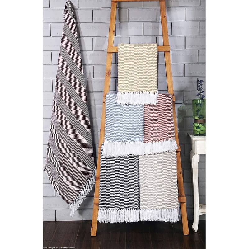 Luxurious Chevron 100% Cotton All Season Soft Throw Blanket 50''x60'' Set of 2
