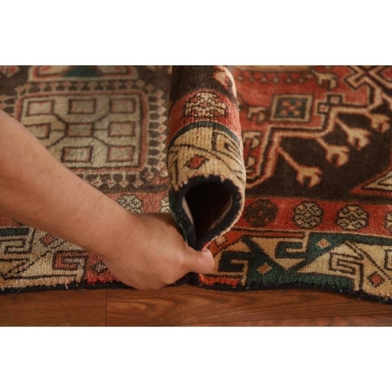 Ardebil Persian Vintage Runner Rug Hand-Knotted Wool Carpet - 3'7"x 10'7"