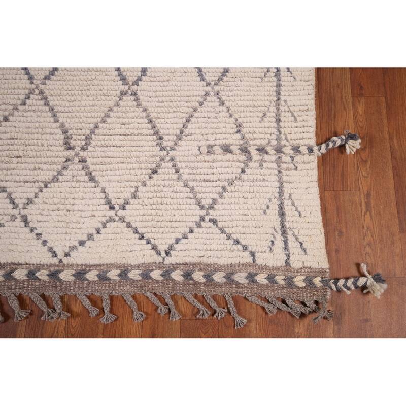 Earth Tone Moroccan Area Rug Handmade Wool Carpet - 8'3" x 10'2"