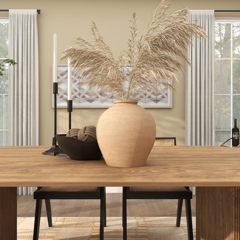 Porcelain Ceramic Wide Textured Decorative Vase - Beige - Roche River Decor