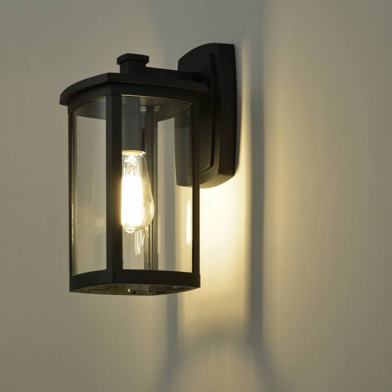 1-light Textured Black Outdoor Wall Lantern