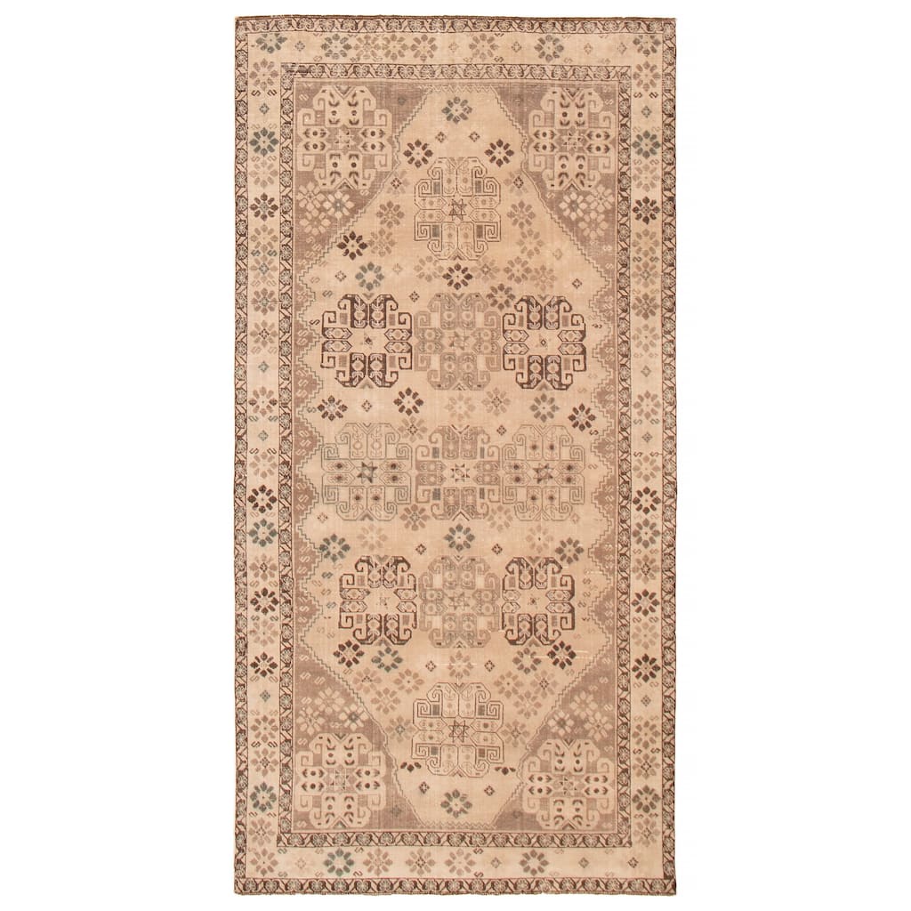 ECARPETGALLERY Hand-knotted Antalya Vintage Beige Wool Rug - 4'9 x 9'7