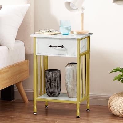 Javlergo Nightstand with 1-Drawer and Shelf for Bedroom Living Room