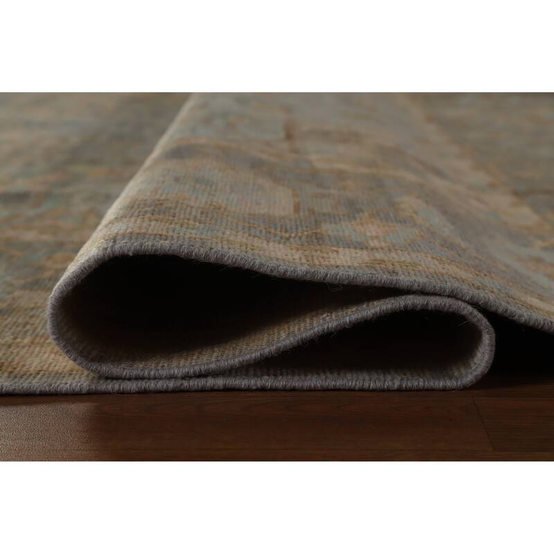 Hand Knotted Oriental 100% Wool Carpet Transitional Medallion Navy Blue & Blues Oushak Area Rug - 9' 9'' X 8' 3''