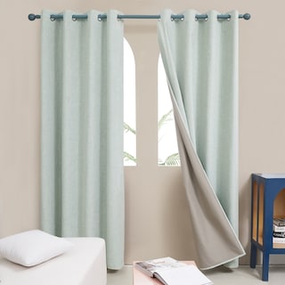 Deconovo Faux Linen Total Blackout Grommet Curtain (2 Panels)