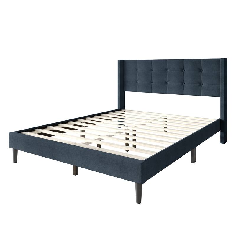 CraftPorch Elegance Wingback Upholstered Linen Bed