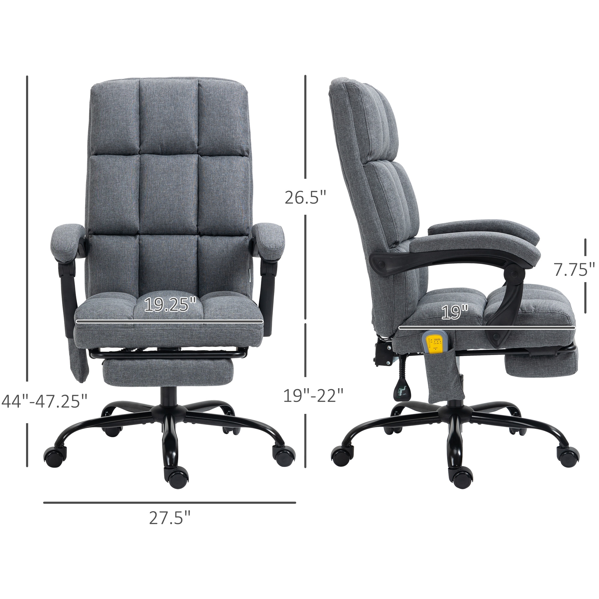 Vinsetto Office Desk Chair Recliner, Height Adjustable Movable Lumbar  Support with 6-Point Vibrating Massage - On Sale - Bed Bath & Beyond -  32696811